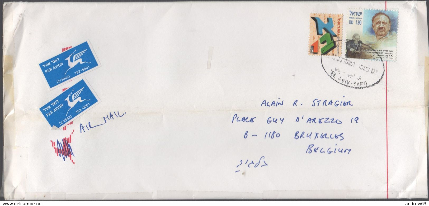 ISRAELE - ISRAEL - 20?? - 2 Stamps - Medium Envelope - Viaggiata Da Tel Aviv Per Brussels, Belgium - Brieven En Documenten