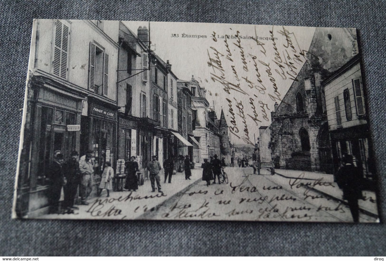 Etampes,coiffeur,magasins,Tabac,rue Saint Jacques,belle Carte Postale Ancienne - Etampes