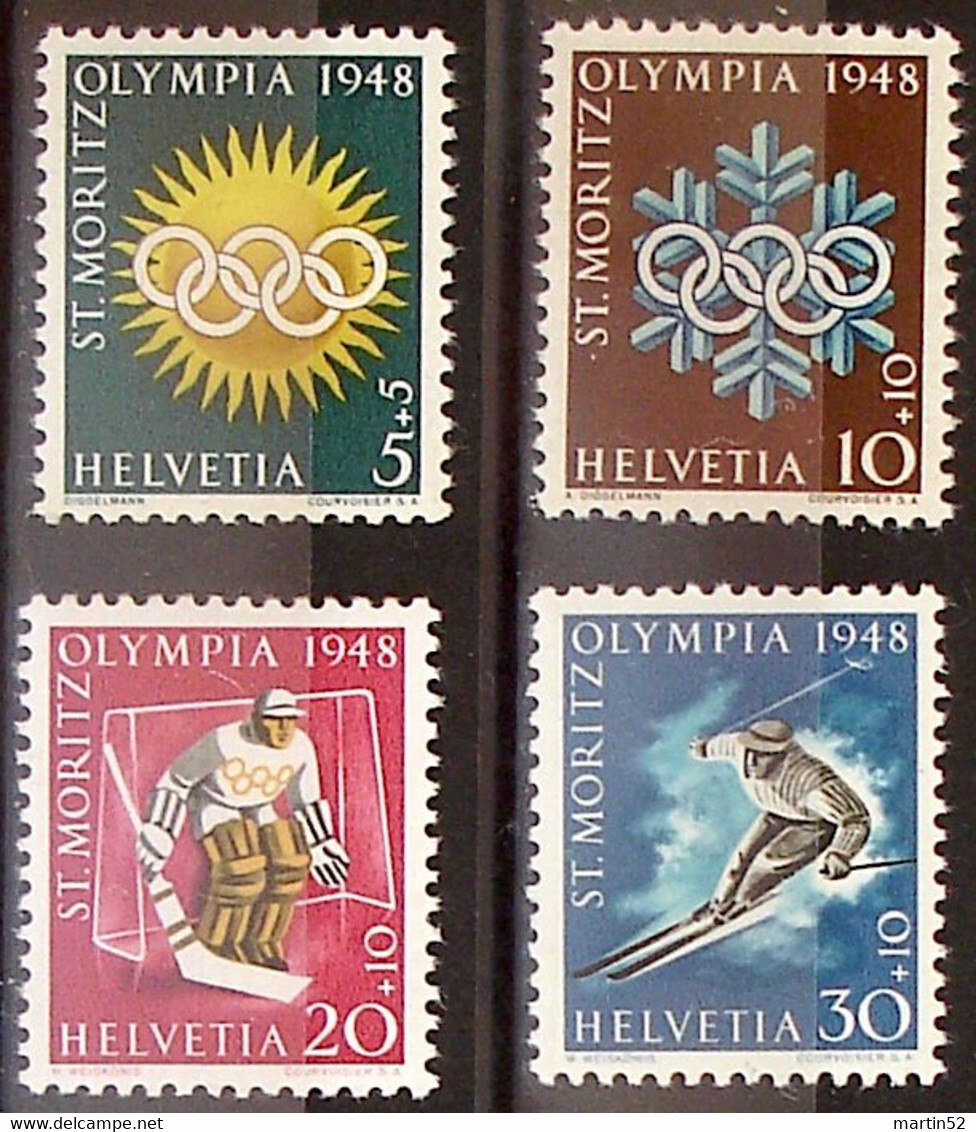 Schweiz Suisse 1948: Winter-Olympiade D'hiver ST.MORITZ Zu WIII25-28 Mi 492-495 Yv 449-452 ** Postfris MNH (Zu CHF 8.50) - Winter 1948: St. Moritz