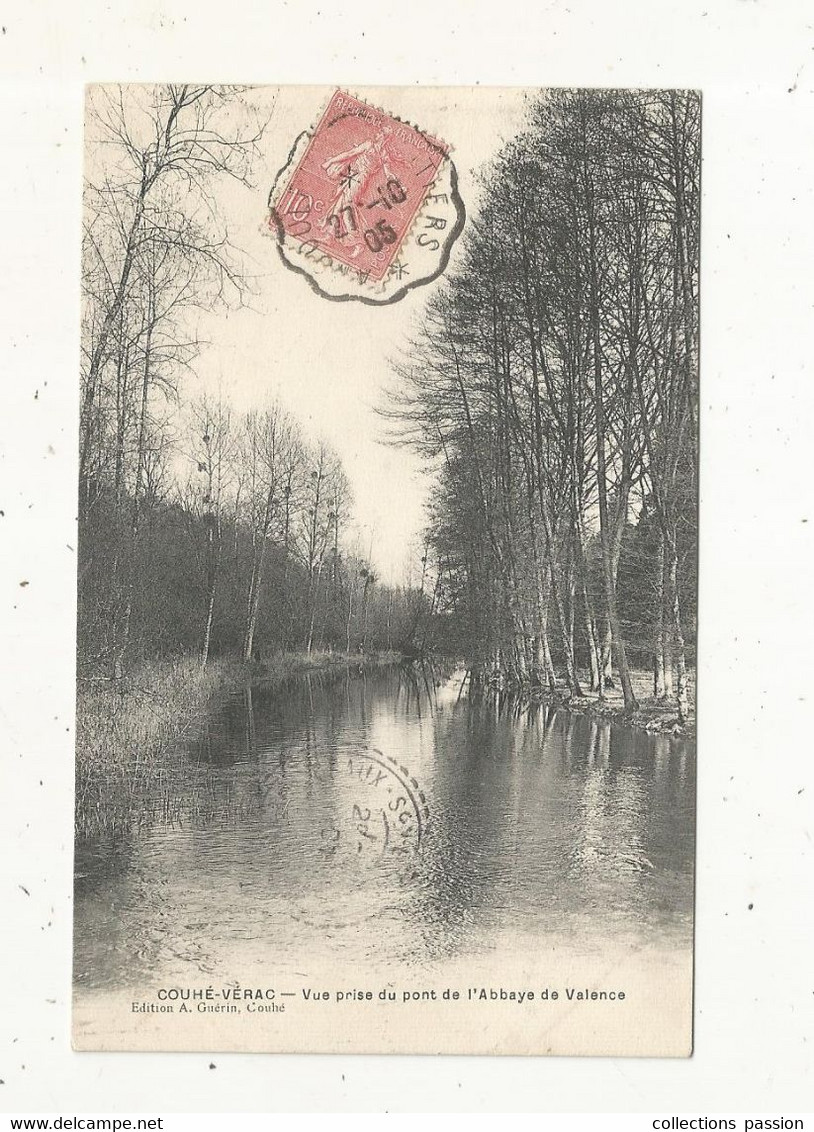 Cp, 86, COUHE-VERAC ,vue Prise Du Pont De L'abbaye De VALENCE, Voyagée 1905 - Couhe