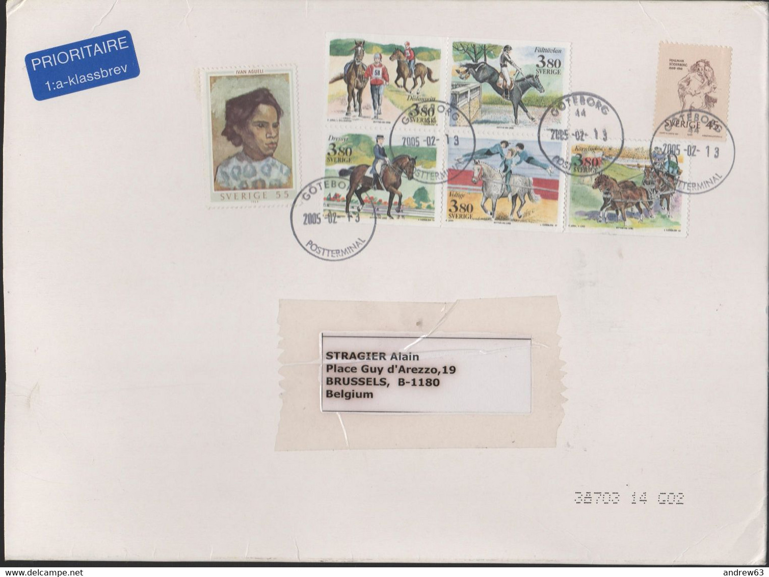 SVEZIA - SWEDEN - SVERIGE - 2005 - 7 Stamps (Horses) - Viaggiata Da Goteborg Per Bruxelles, Belgium - Lettres & Documents