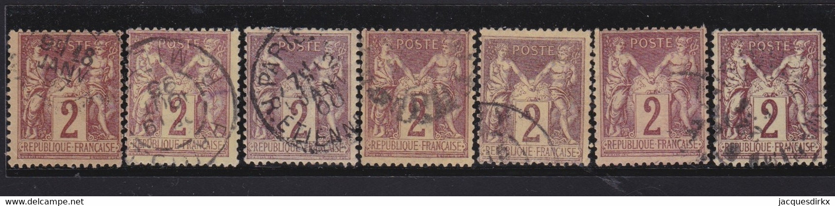 France   .    Y&T   .    85  7x    .     O      .   Oblitéré - 1876-1898 Sage (Type II)