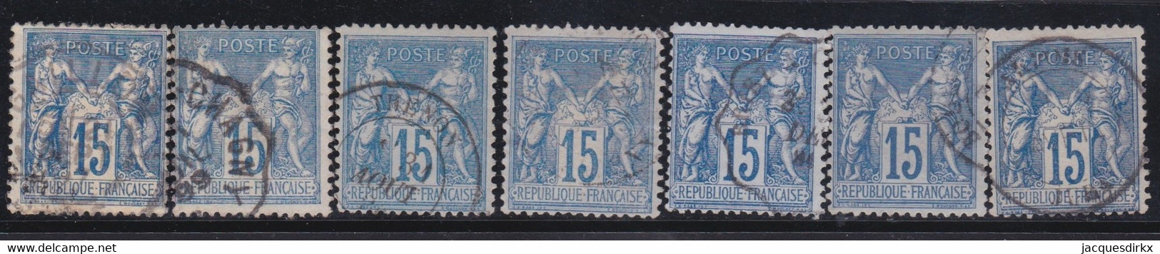 France   .    Y&T   .      90  7x   .     O      .   Oblitéré - 1876-1898 Sage (Type II)