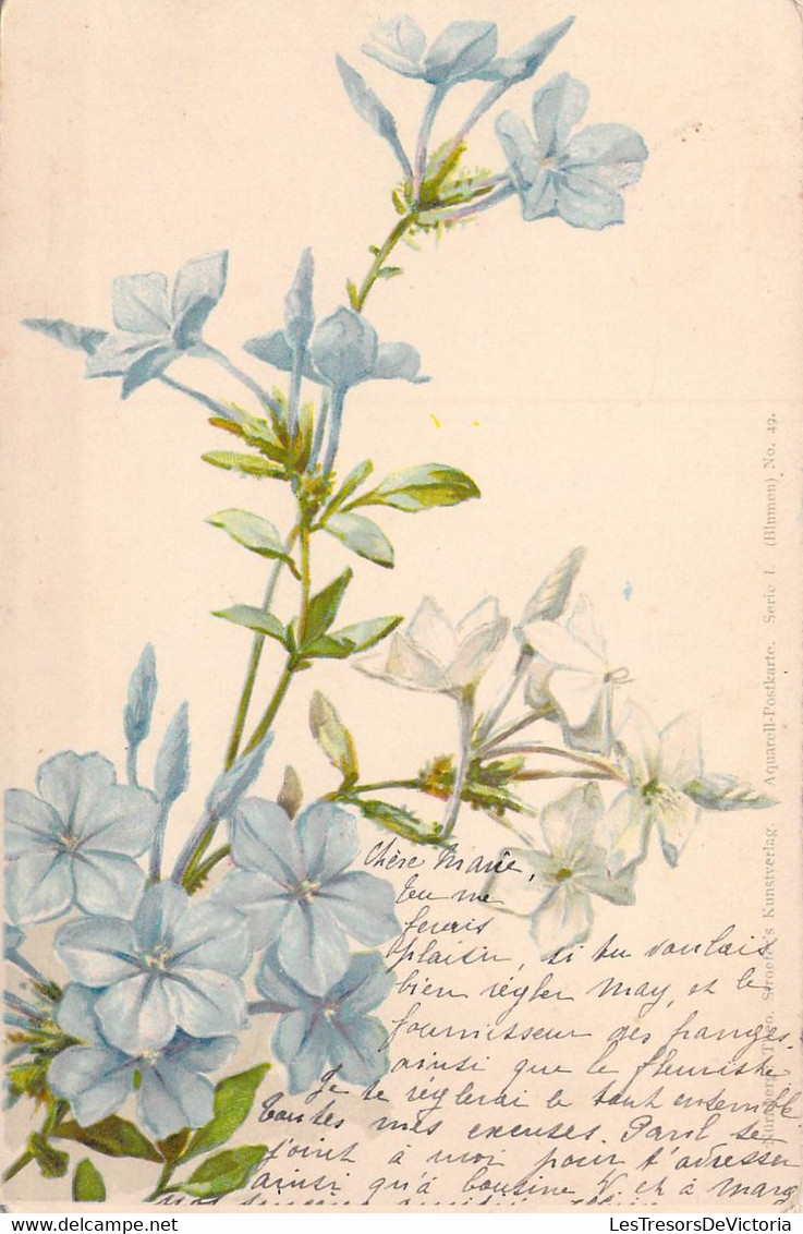 CPA FLEURS - Illustration Fleurs Bleues Et Blanches - Dos Non Divisé - Fleurs