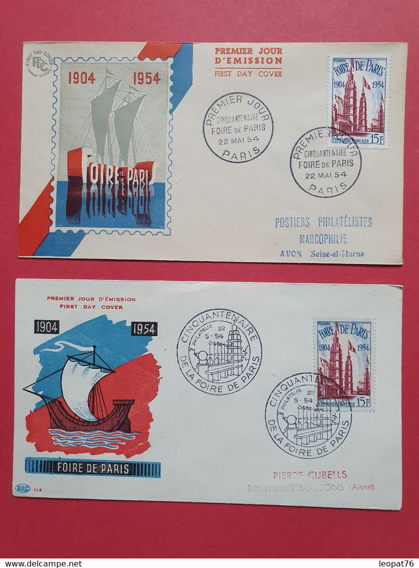 2 Enveloppes FDC En 1954 - Foire De Paris - N 27 - 1950-1959