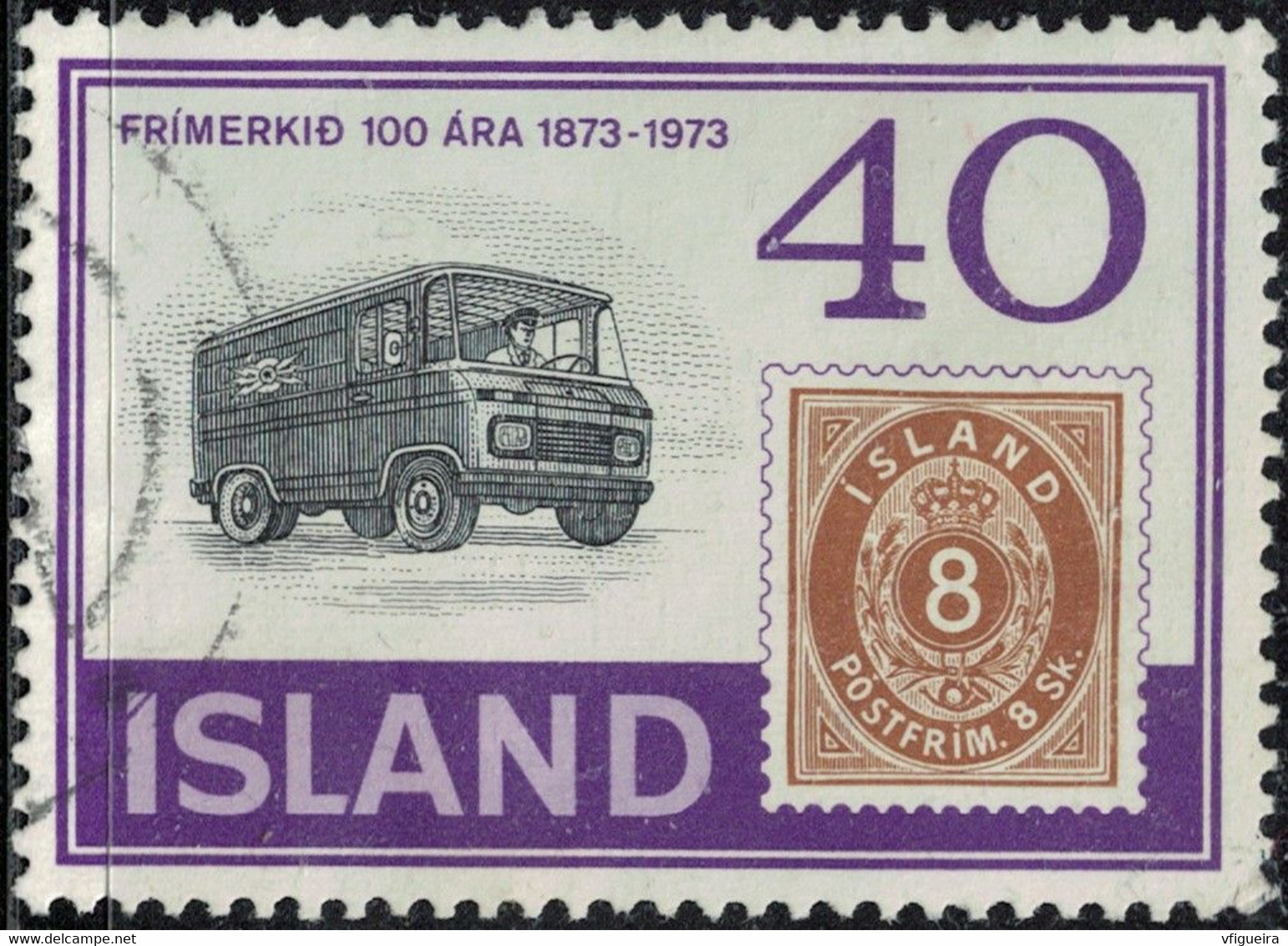 Islande 1973 Oblitéré Used Centenaire Du Timbre Et Véhicule Postal Y&T IS 429 SU - Usati