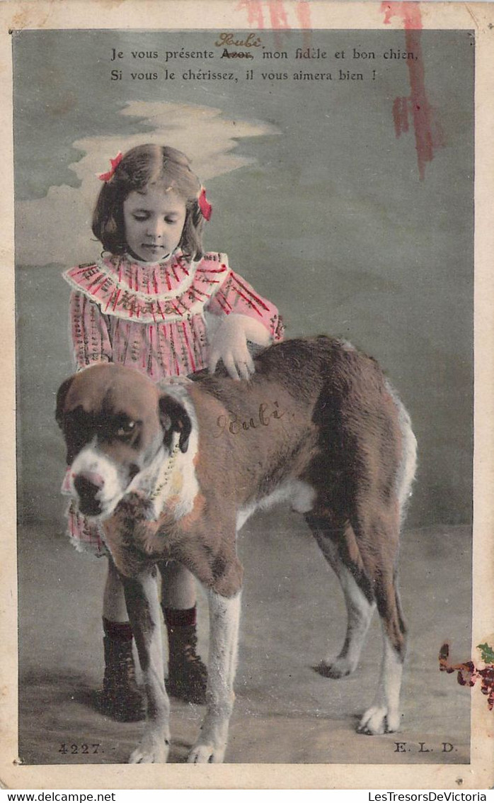 CPA ENFANTS - Jeune Fille Et Son Chien - Colorisée - Scènes & Paysages