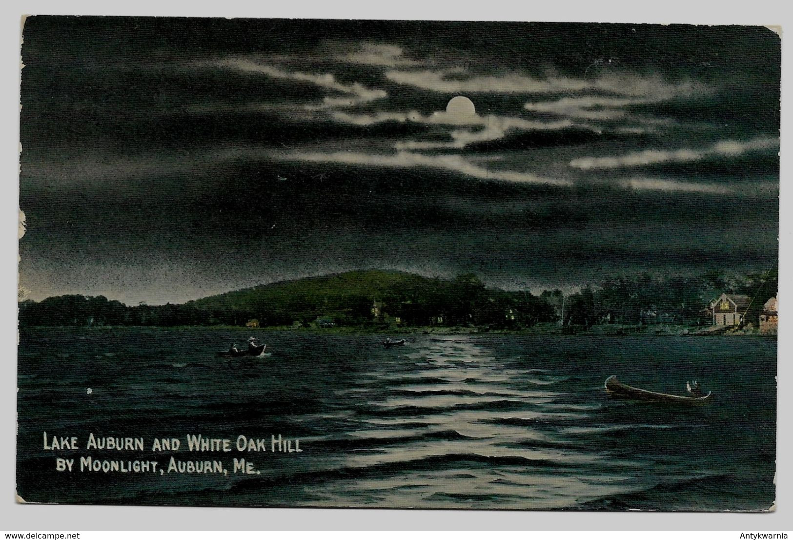 Lake Grove By Moonlight, Auburn, Maine  E610 - Auburn