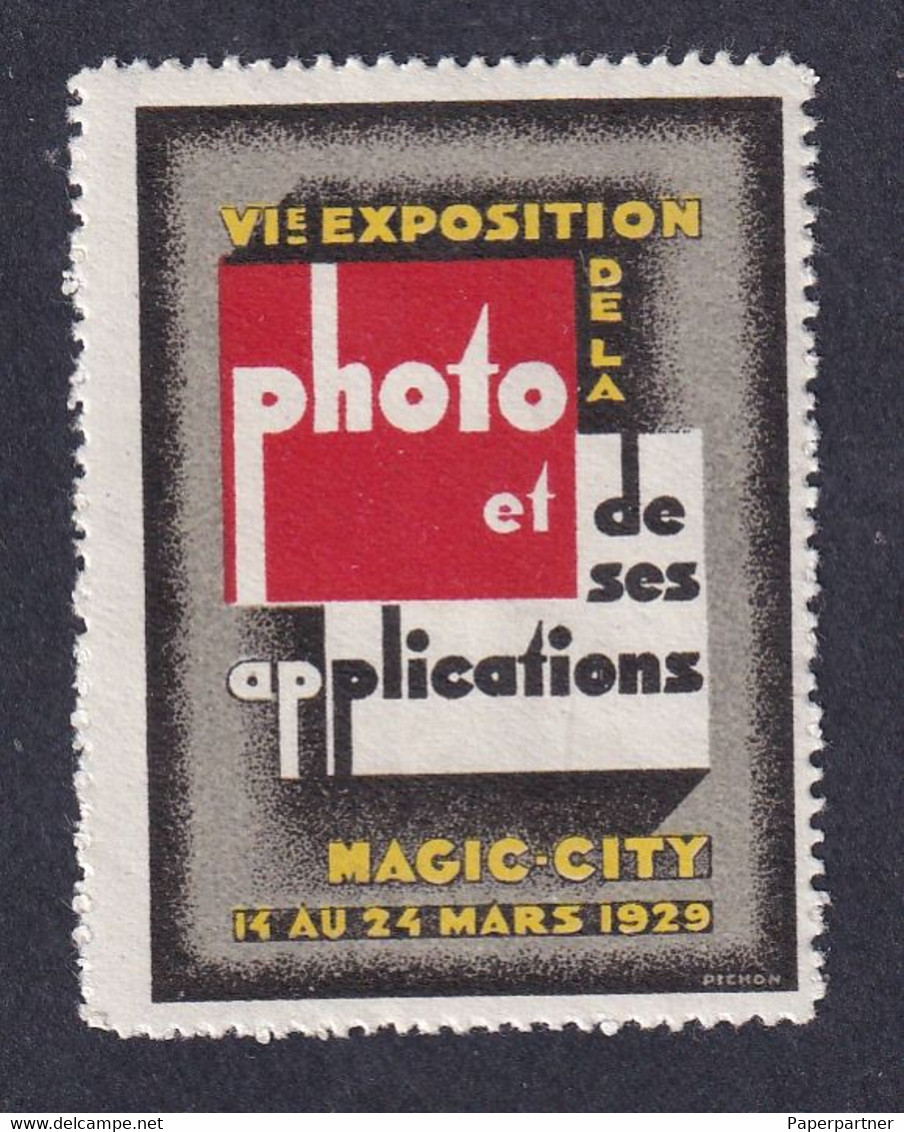 France Poster Stamp Vignette  PHOTO FILM EXHIBITION 1929 MAGIC CITY  VF/MNH - Erinnophilie