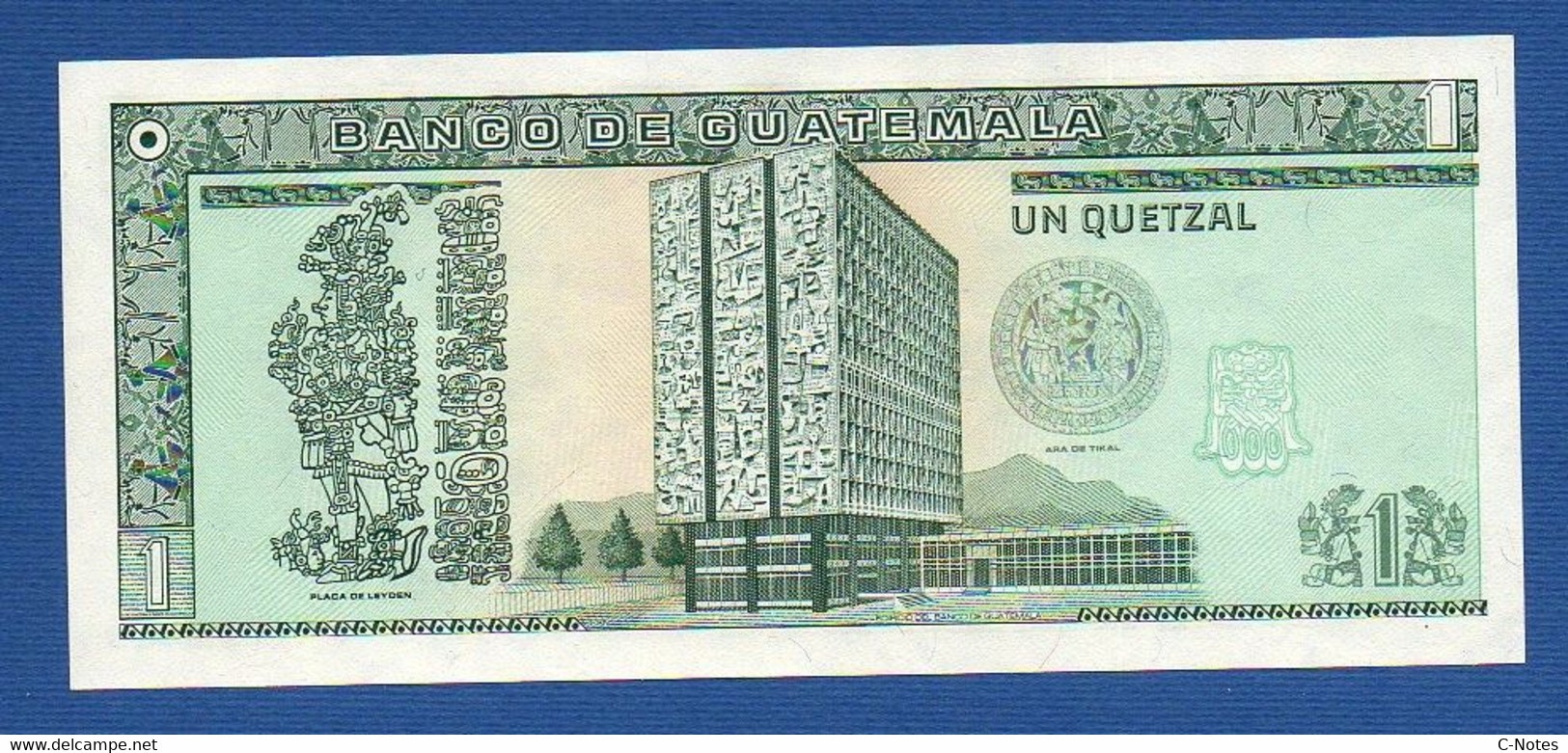 GUATEMALA - P. 73c – 1 Quetzal 22.01.1992 UNC Serie B4280649F Printer Canadian B.N. - Guatemala