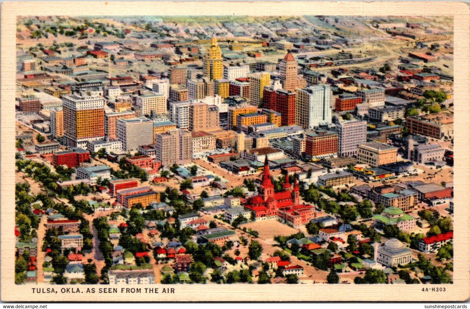Oklahoma Tulsa Aerial View 1941 Curteich - Tulsa