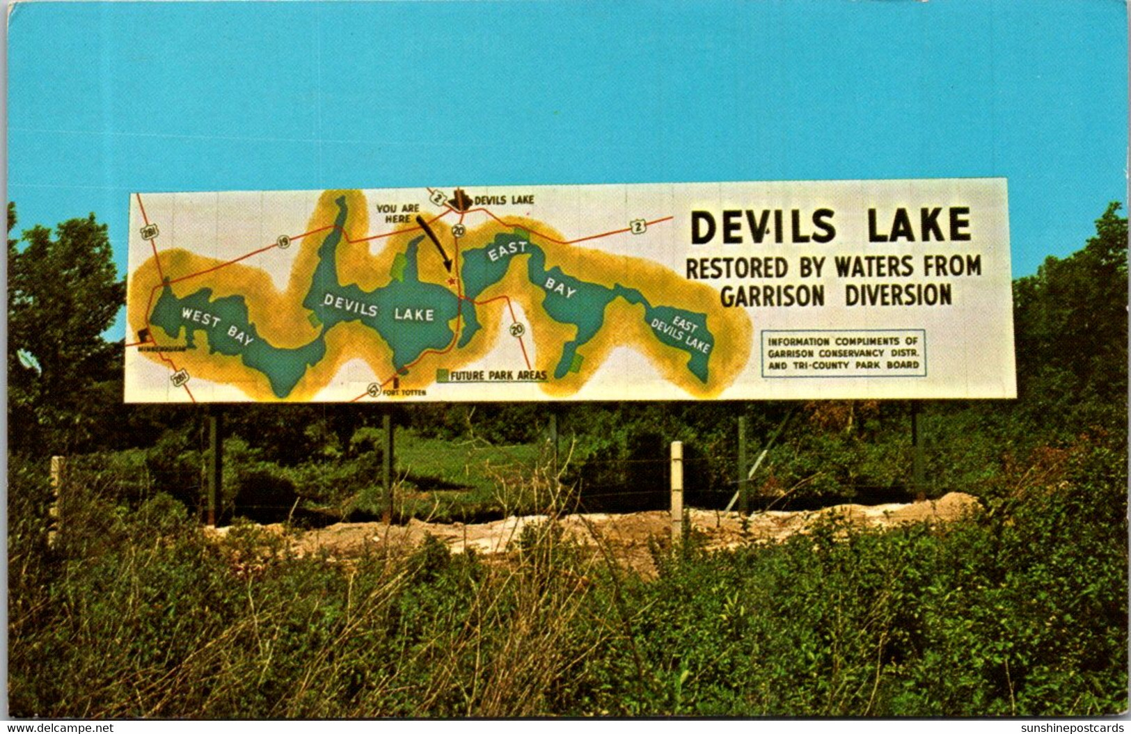 North Dakota Devils Lake Roadside Billboard Sign - Altri & Non Classificati