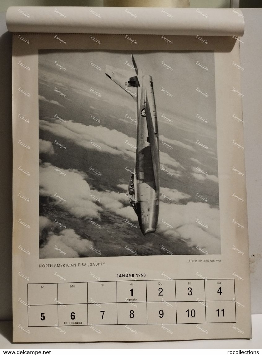 Aeronautics Germany Aviator Calendar FLIEGER KALENDER 1958 - Grand Format : 1941-60