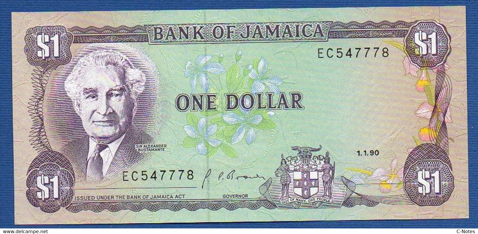 JAMAICA - P.68Ad – 1 Dollar 1990 UNC Serie EC 547778 - Jamaica