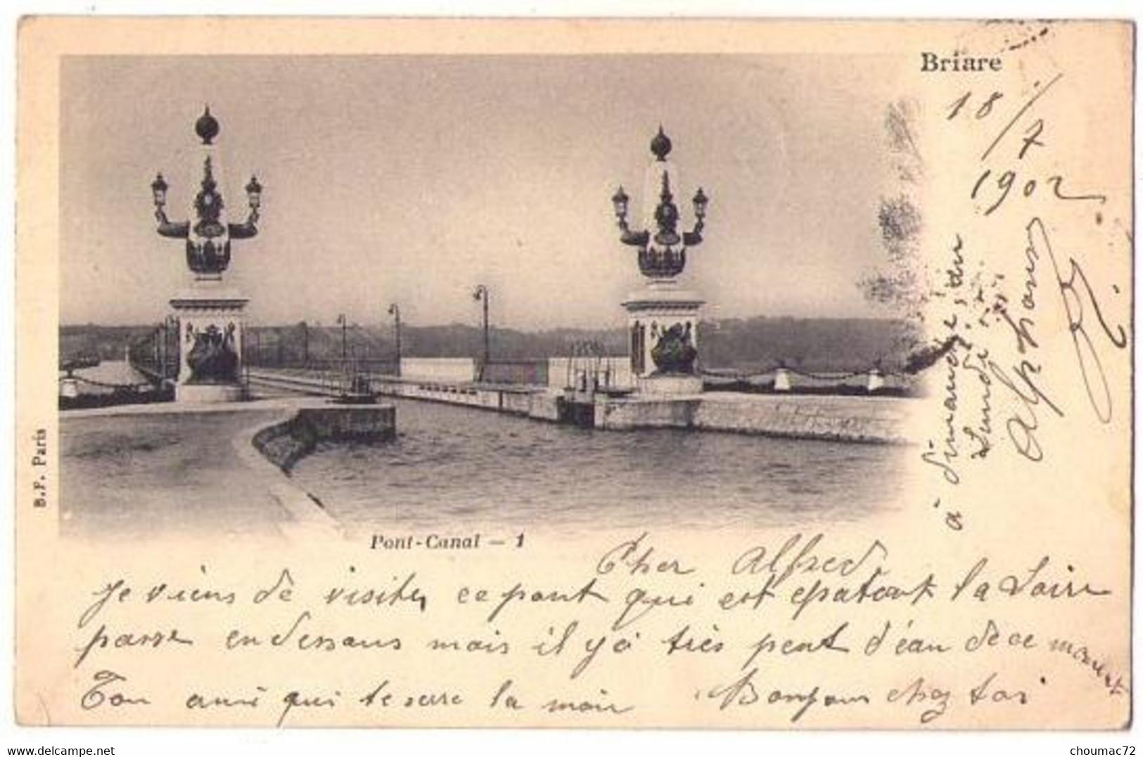 (45) 543, Briare, BF Paris 1, Le Pont Canal, Dos Non Divisé - Briare