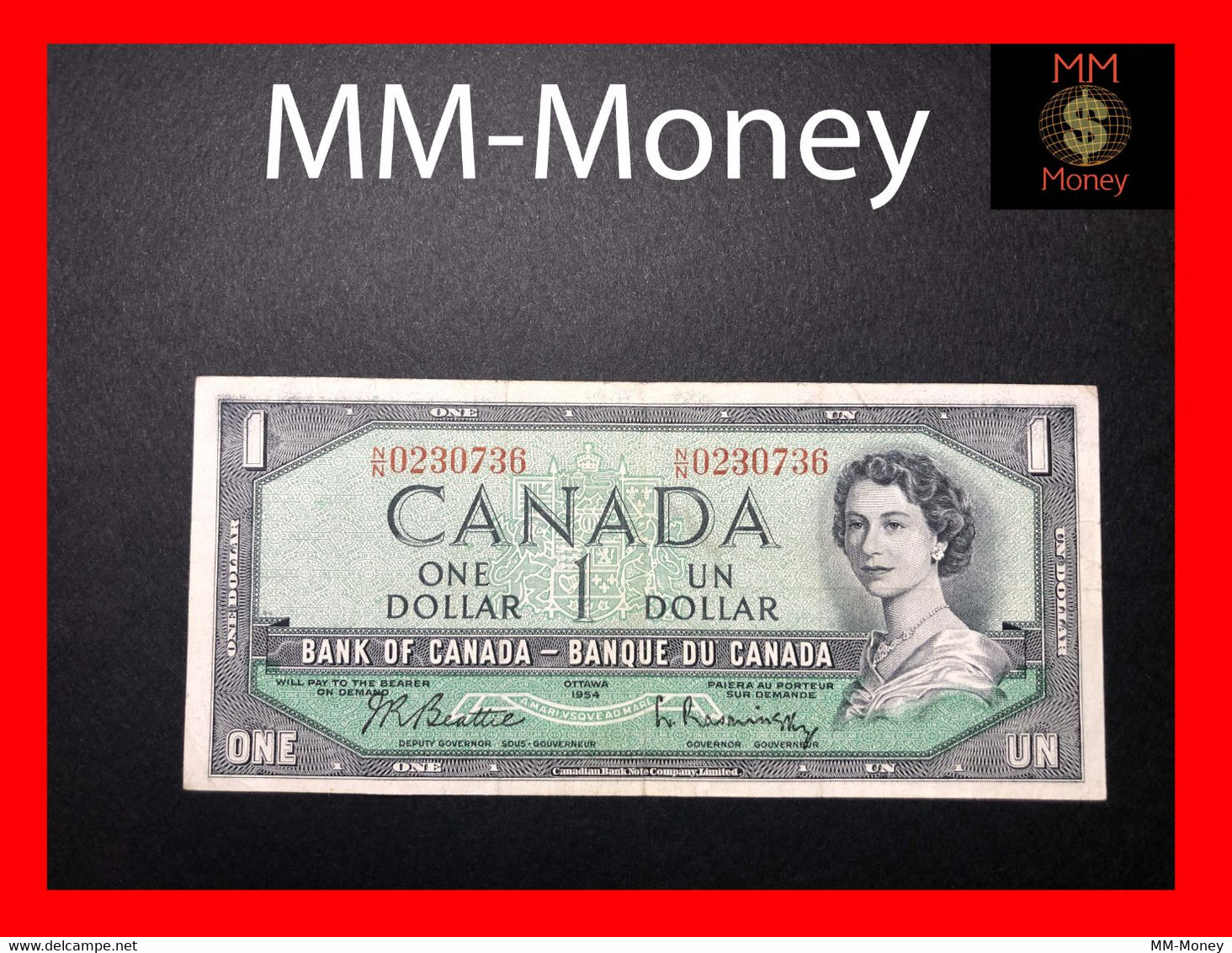 CANADA  1 $  1954  P. 74  "sig. Beattie - Rasminsky"     VF    [MM-Money] - Canada