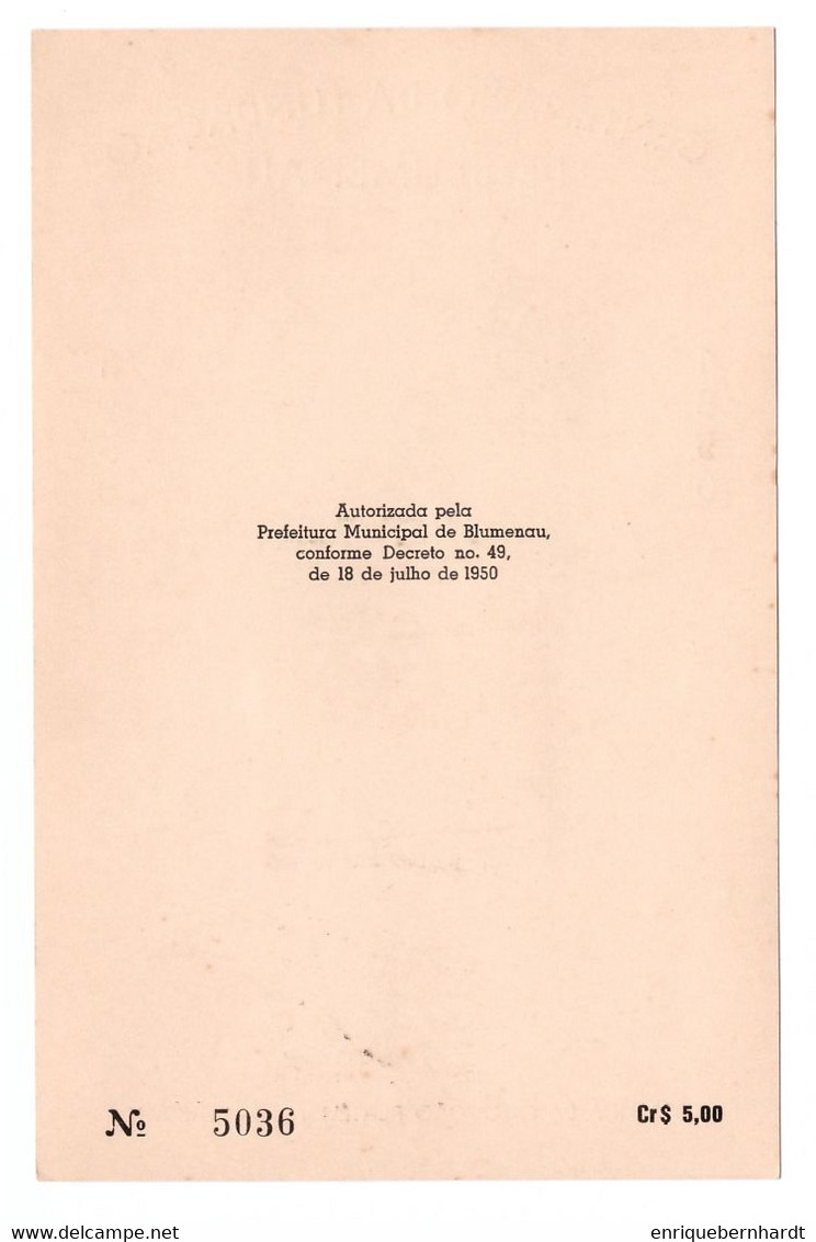 BRASIL. CENTENARIO DE LA FUNDACIÓN DE BLUMENAU (1950). RECUERDO DE LA EXPOSICIÓN FILATÉLICA Y NUMISMÁTICA. - Libretti
