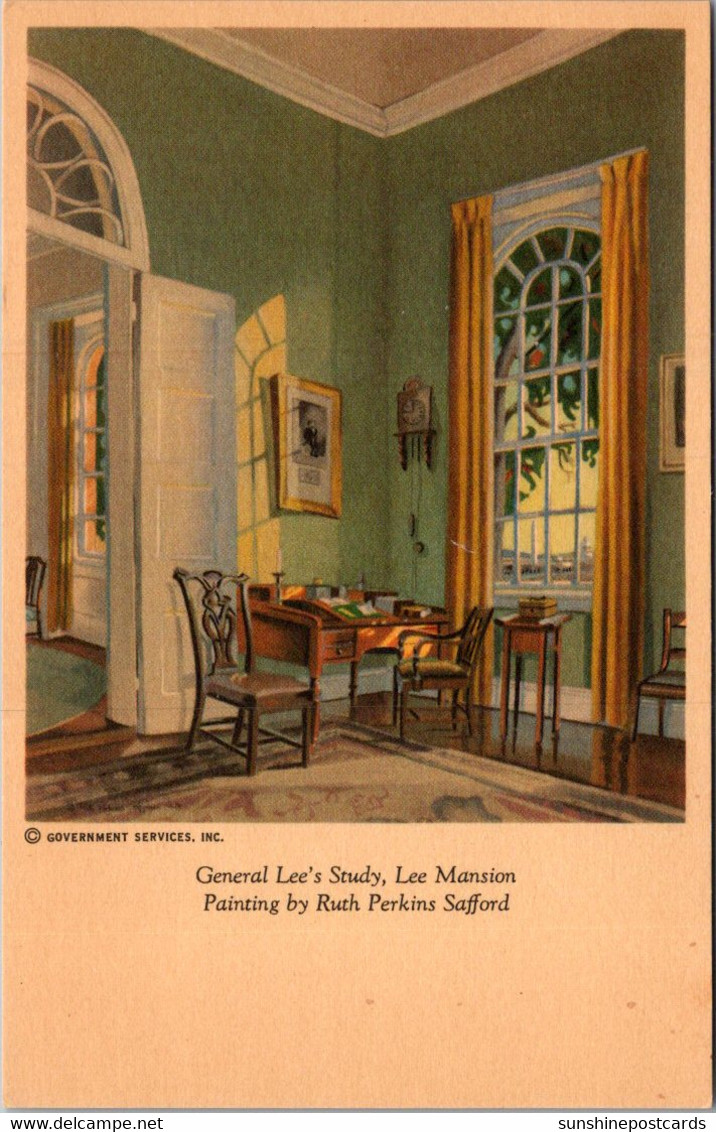 Virginia Arlington Lee Mansion General Lee's Study Painting By Ruth Perkins Stafford - Arlington