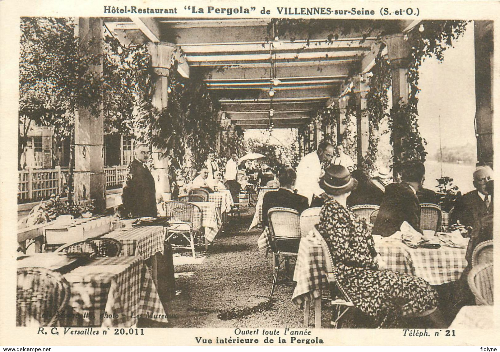 Villennes Sur Seine - Hôtel Restaurant LA PERGOLA - Vue Intérieur De La Pergola - Cpa Pub Publicité - Villennes-sur-Seine