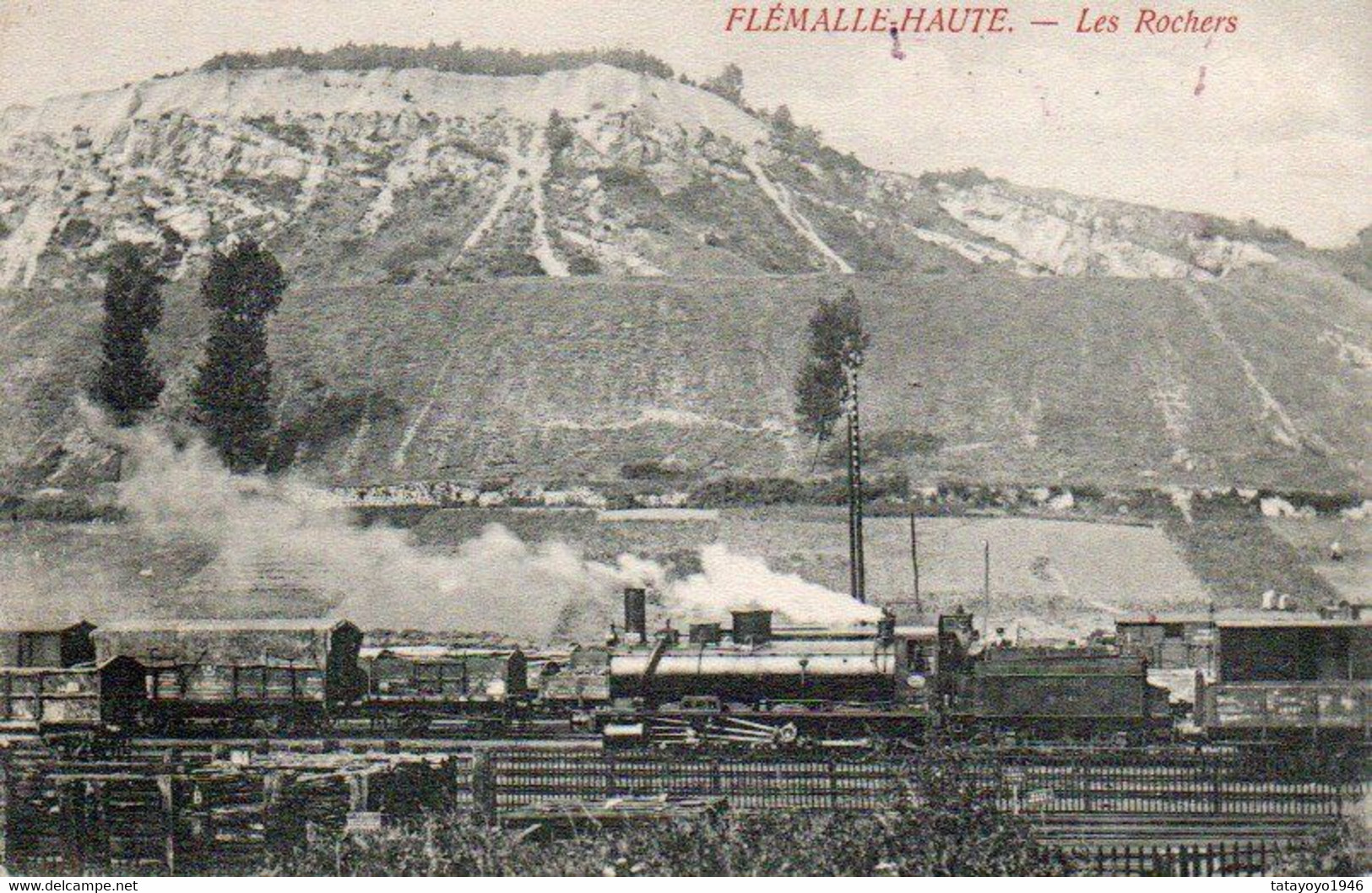 Flémalle-Haute Les Rochers Avec Trains Voyagé En 1908 - Flémalle