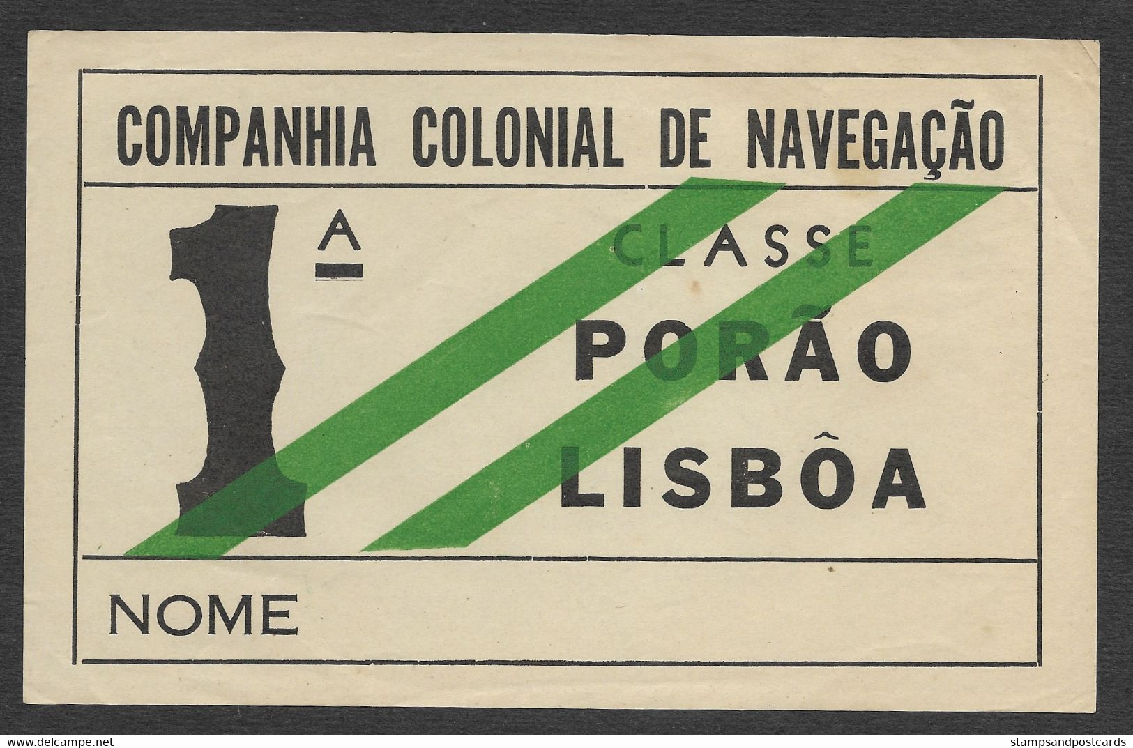 Portugal Etiquette Valise Paquebot CCN Companhia Colonial De Navegação Prèmiere Classe Ship Luggage Label Steamship - Europa