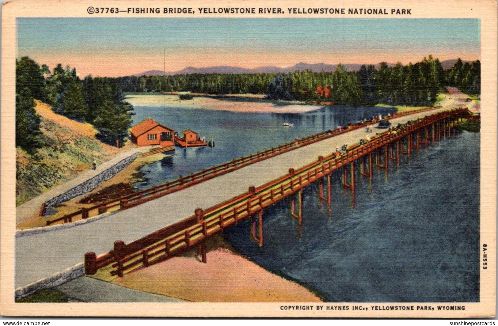 Yellowstone National Park Yellowstone River Fishing Bridge Curteich - Parques Nacionales USA