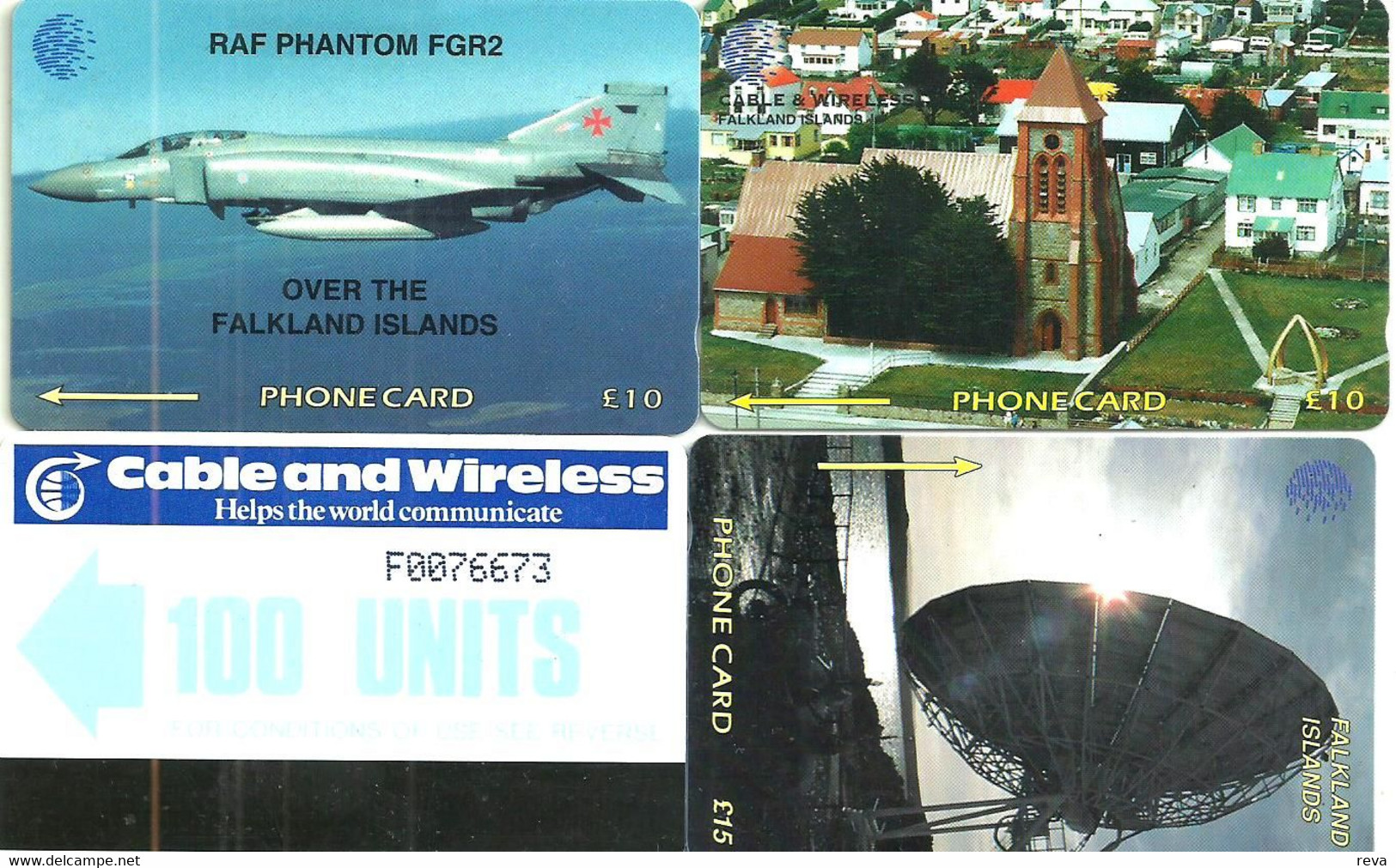 FALKLAND ISLANDS LOT 3 OF 4 CARDS AIRPLANE ARMY SATELLITE DISH ETC. GPT  AUTELCA USED  READ DESCRIPTION !! - Falklandeilanden