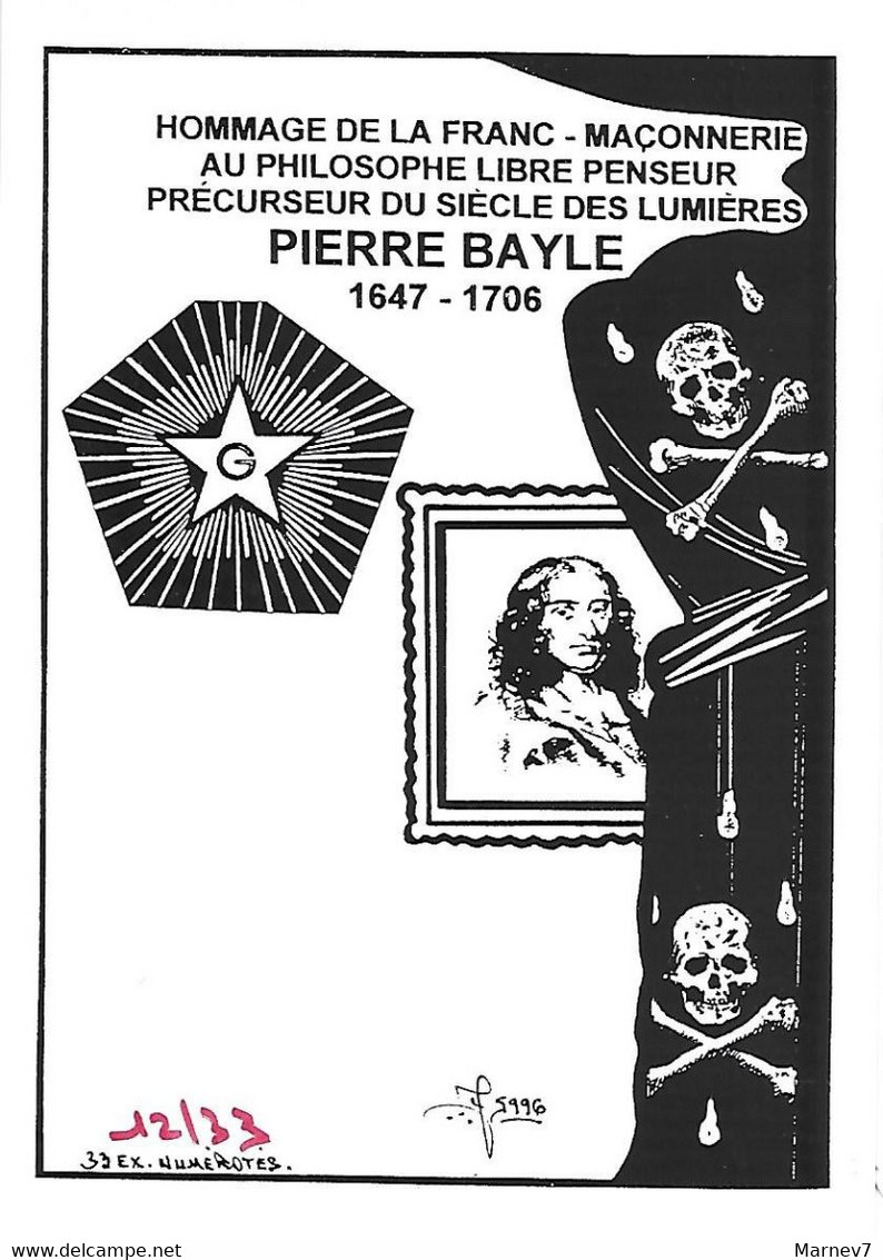 Illustrateur LARDIE - Hommage à La Franc Maçonnerie - Au Philosophe Libre Penseur Du Siècle Des Lumières - Pierre BAYLE - Lardie