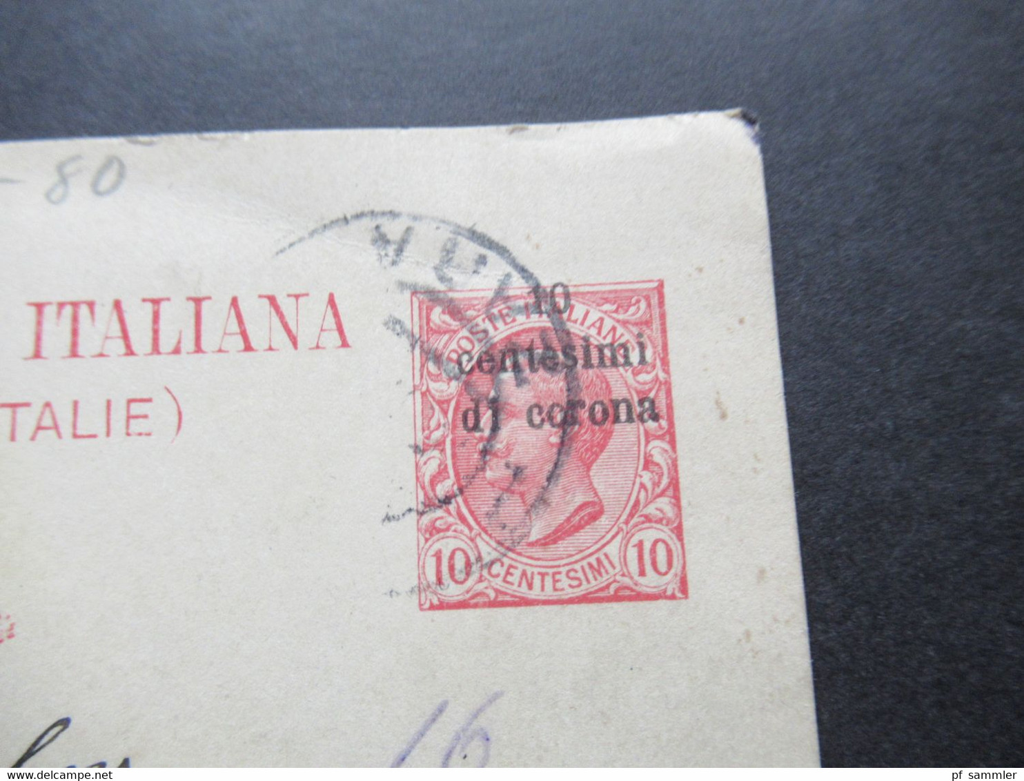 Italien 1919 GA Mit Aufdruck 10 Centesimi Die Corona Ausgabe Für Julisch-Venetien Usw. P 8 Mit Zensurstempel Nach Wien - Entiers Postaux