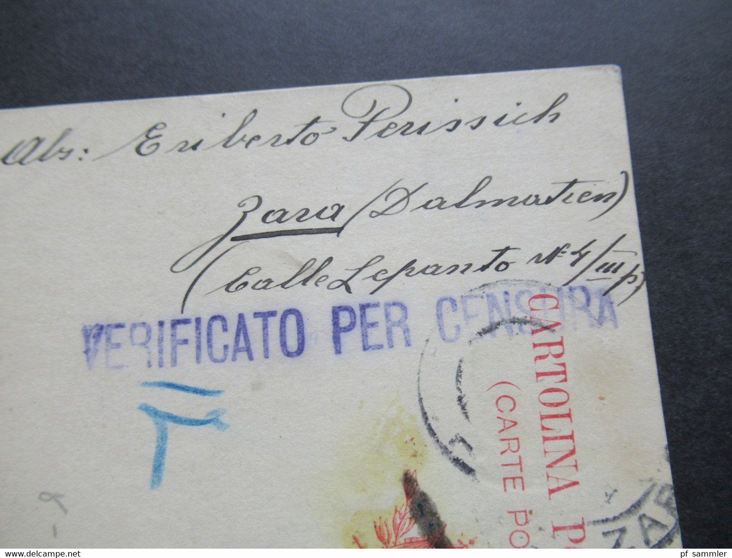 Italien 1919 GA Mit Aufdruck 10 Centesimi Die Corona Ausgabe Für Julisch-Venetien Usw. P 8 Mit Zensurstempel Nach Wien - Stamped Stationery