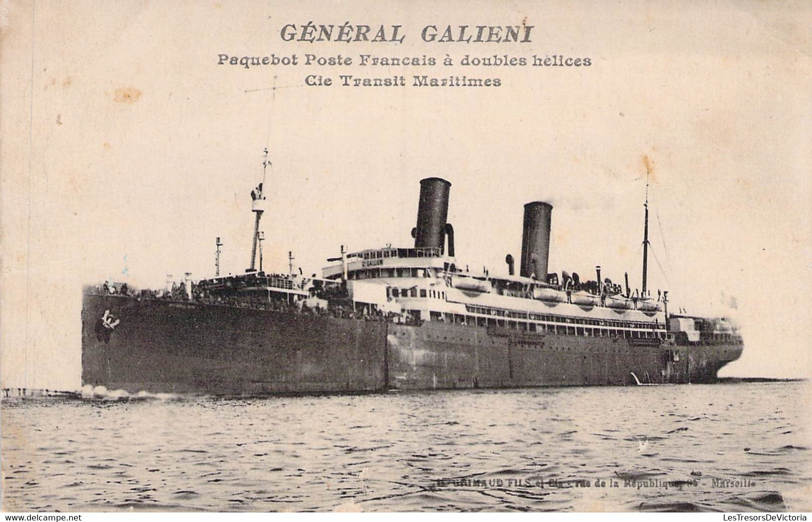 CPA - PAQUEBOT - GENERAL GALIENI - Paquebot Poste Français à Doubles Hélices - Cie Transit Maritimes - Dampfer