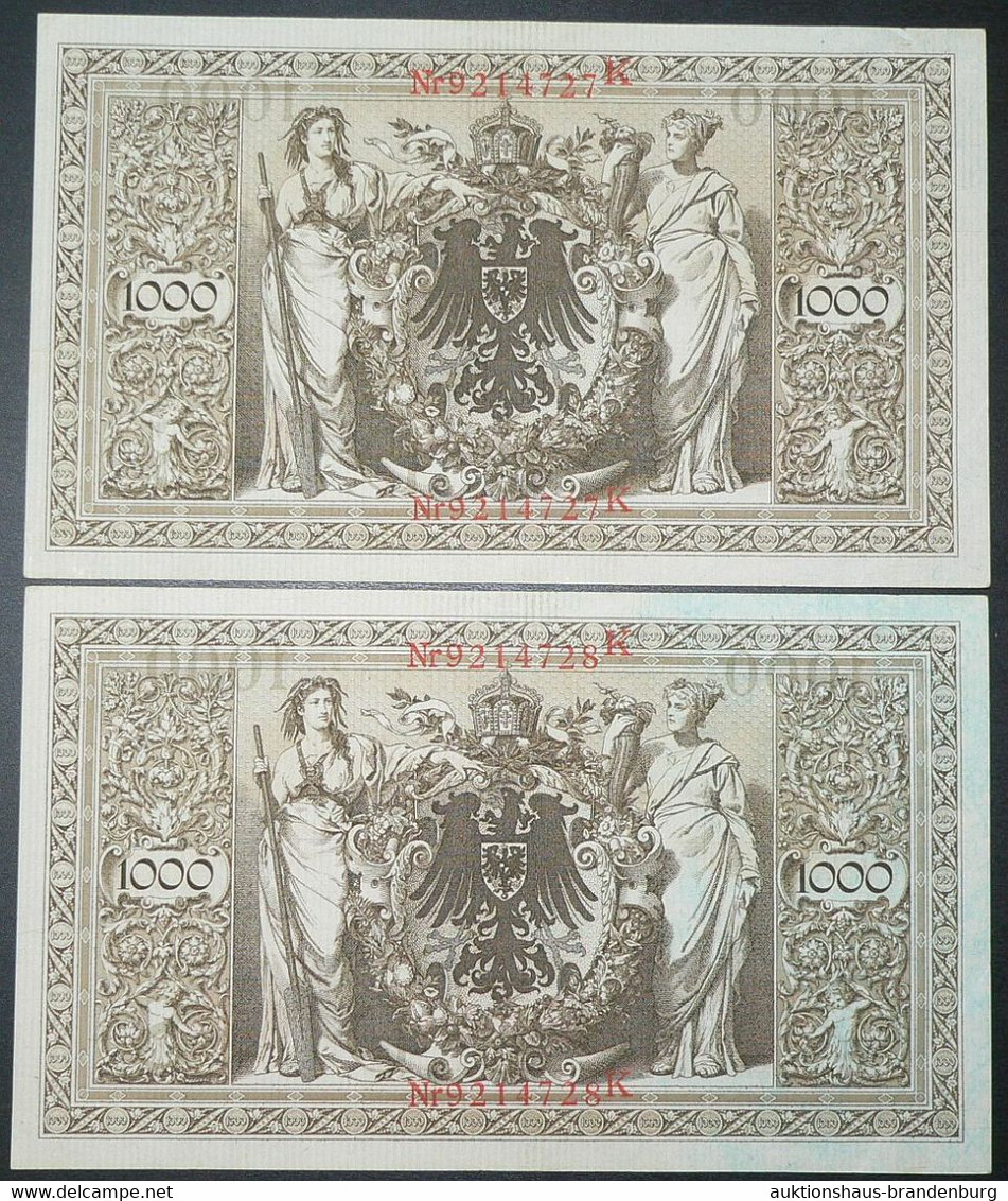 2x 1.000 Mark 21.4.1910 - Serie S/K Mit Laufender KN - Reichsbank (DEU-40b) - 1.000 Mark