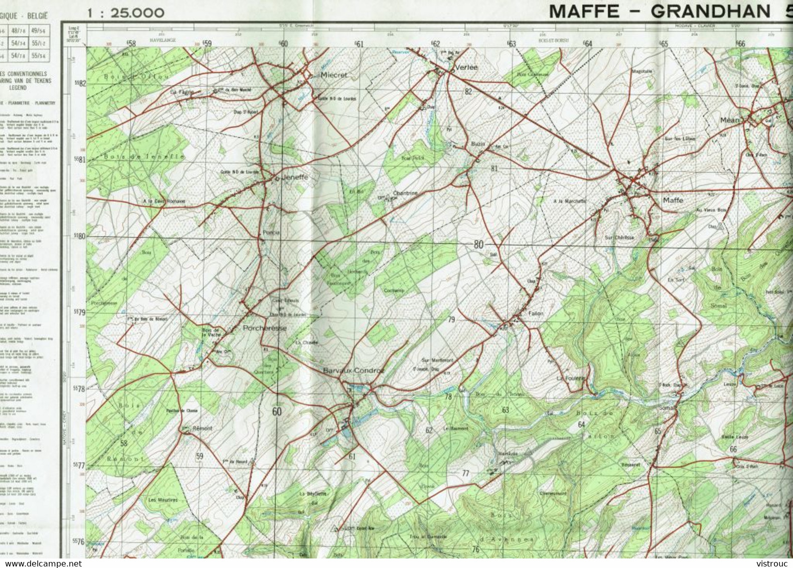 Institut Géographique Militaire Be - "MAFFE-GRANDHAN" - N° 54/3-4 - Edition: 1968 - Echelle 1/25.000 - Cartes Topographiques