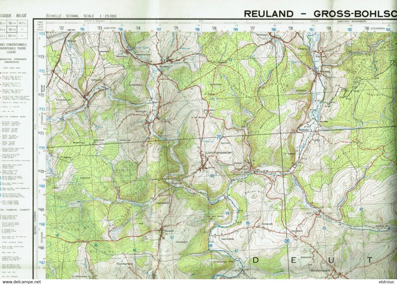 Institut Géographique Militaire Be - "REULAND-GROSS-BOHLSCHEID" - N° 56/7-8 - Edition: 1962 - Echelle 1/25.000 - Cartes Topographiques