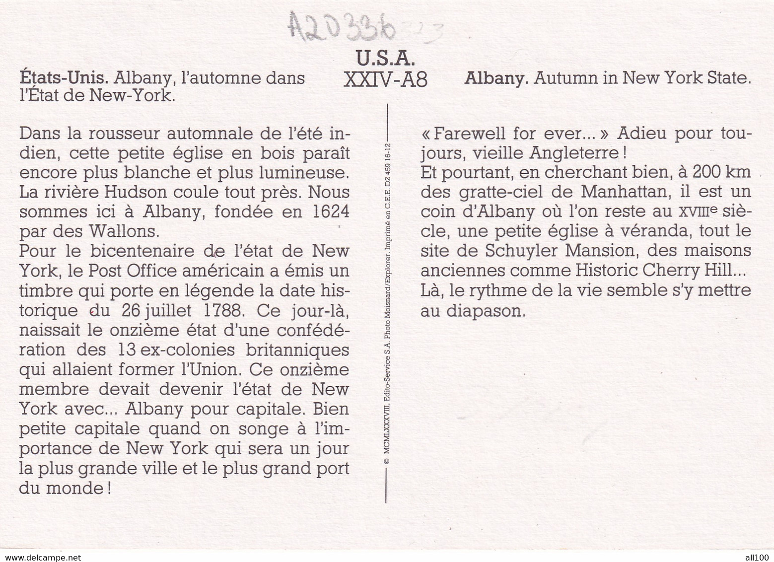 A20336 - ALBANY AUTUMN IN NEW YORK STATE L'AUTOMNE DANS D'ETAT DE NEW YORK USA UNITED STATES OF AMERICA - Albany