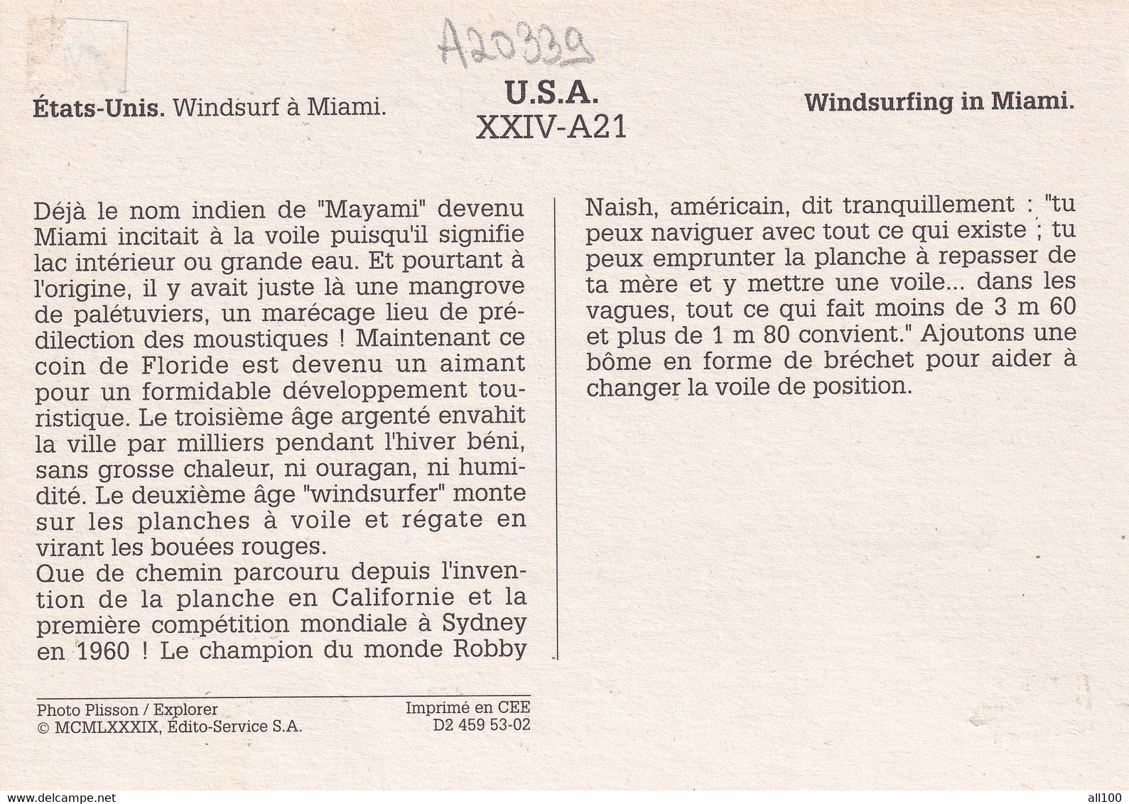 A20339 - WINDSURFING IN MIAMI WINDSURF USA UNITED STATES OF AMERICA - Miami