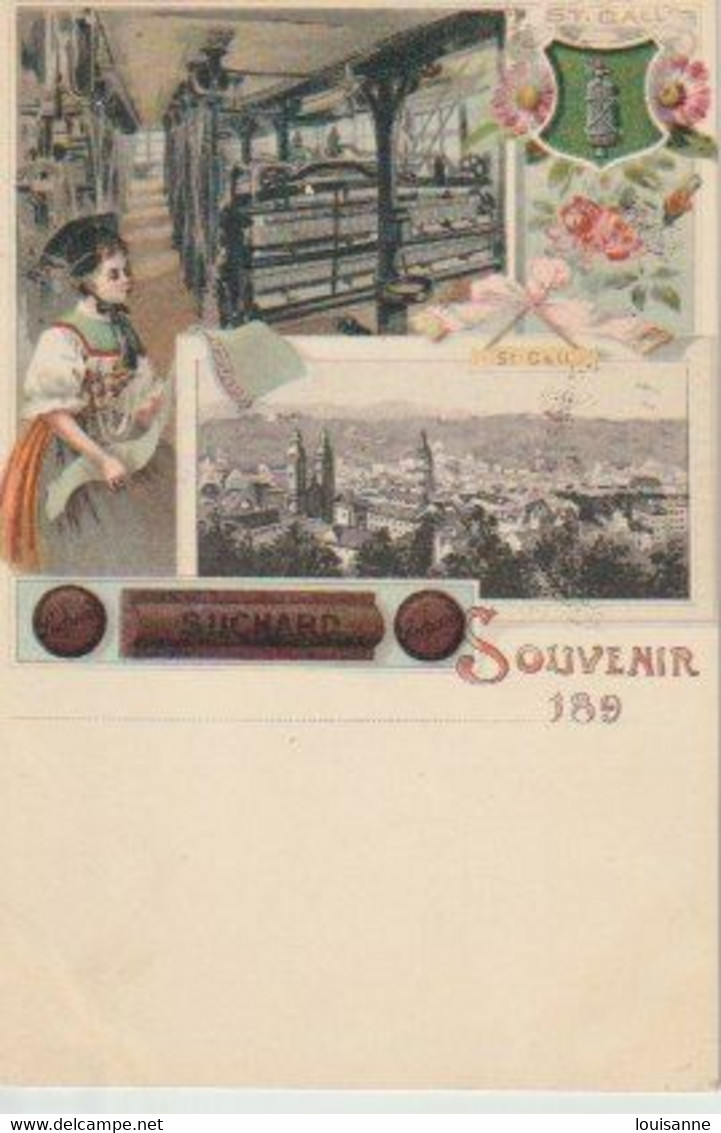 SOUVENIR  DE ST.  GALL  ( SUISSE   )   PUBLICITÉ  DE  SUCHARD  - C P A  ( 22 /  10 /  237  ) - Souvenir De...