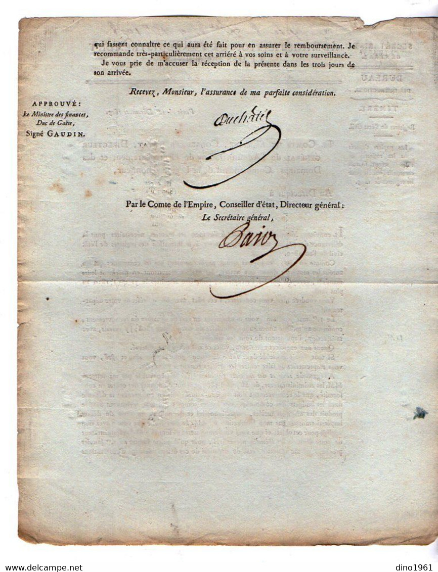 VP20.811 - Napoléon 1er - PARIS 1809 - Lettre De L'Admistration De L'Enregistrement / Timbre Registres De L'Etat Civil - Decrees & Laws