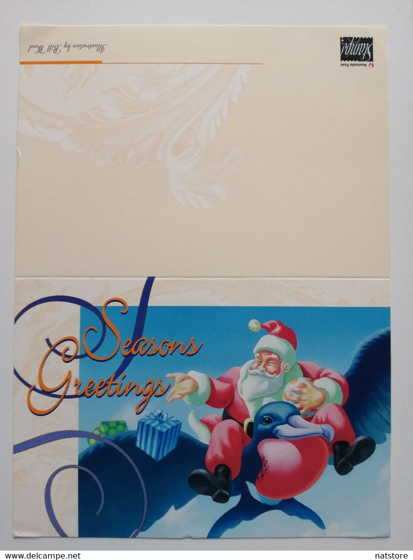 1995..CHRISTMAS ISLAND..AUSTARALIA ..DOUBLE POSTCARD WITH  STAMP+SPECIAL CANCELLATION..SEASONS GREETINGS - Christmaseiland