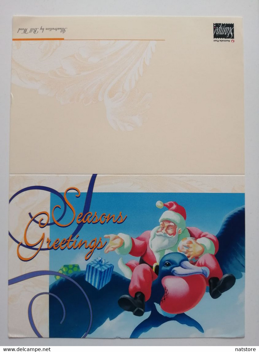 1995..CHRISTMAS ISLAND..AUSTARALIA ..DOUBLE POSTCARD WITH  STAMP+SPECIAL CANCELLATION..SEASONS GREETINGS - Isole Christmas