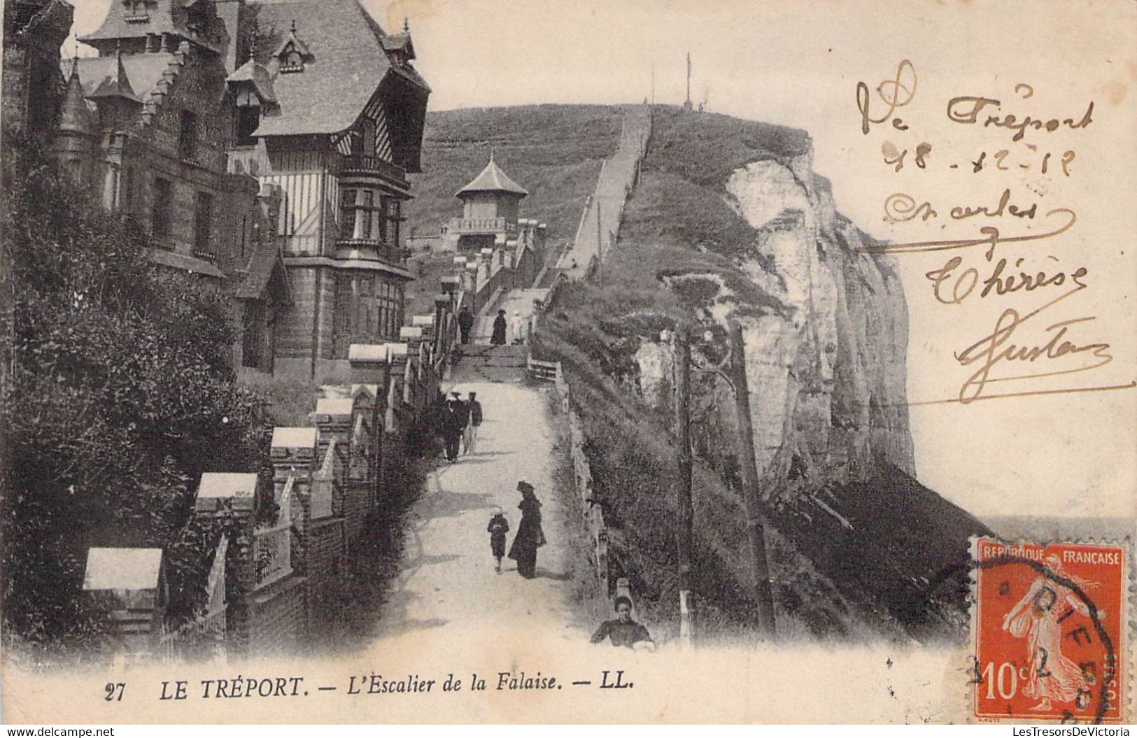 CPA - 76 - LE TREPORT - L'escalier De La Falaise - LL - Animée - Le Treport