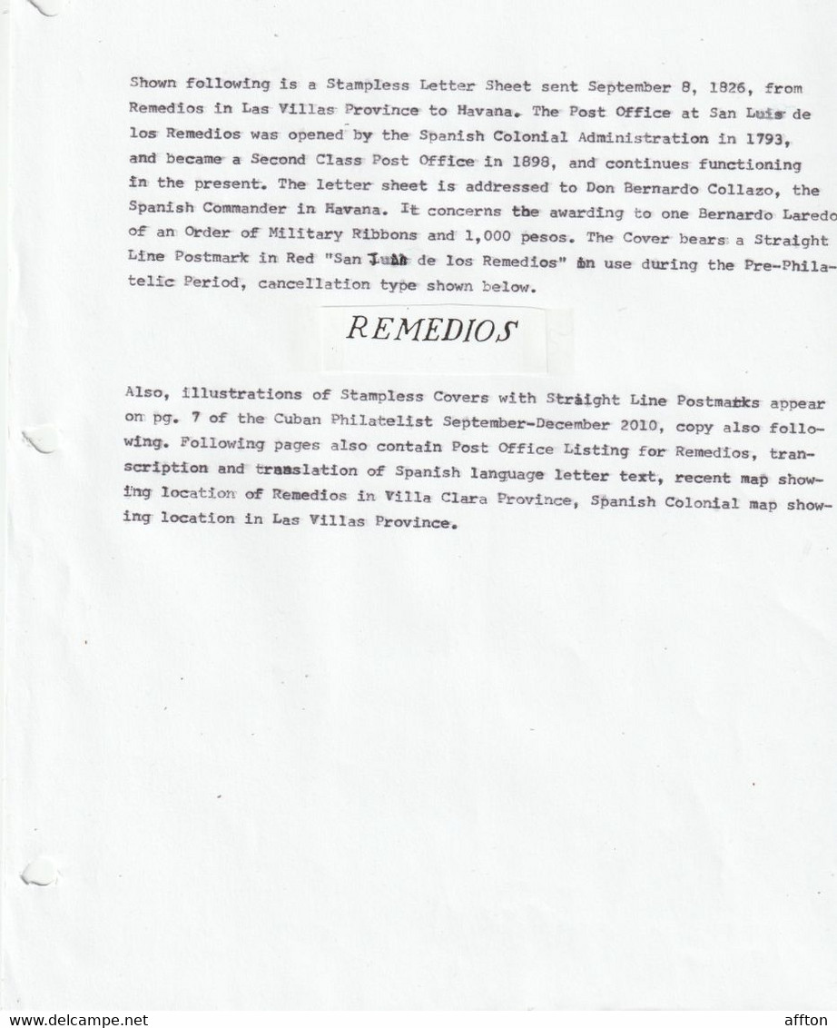 Remedios Cuba 1826 Letter Mailed To Havana - Préphilatélie