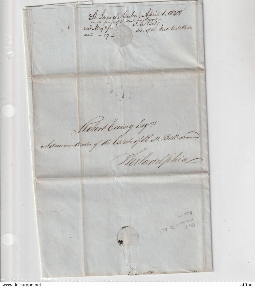 Santiago De Cuba 1848 Letter Mailed To USA - Prefilatelia