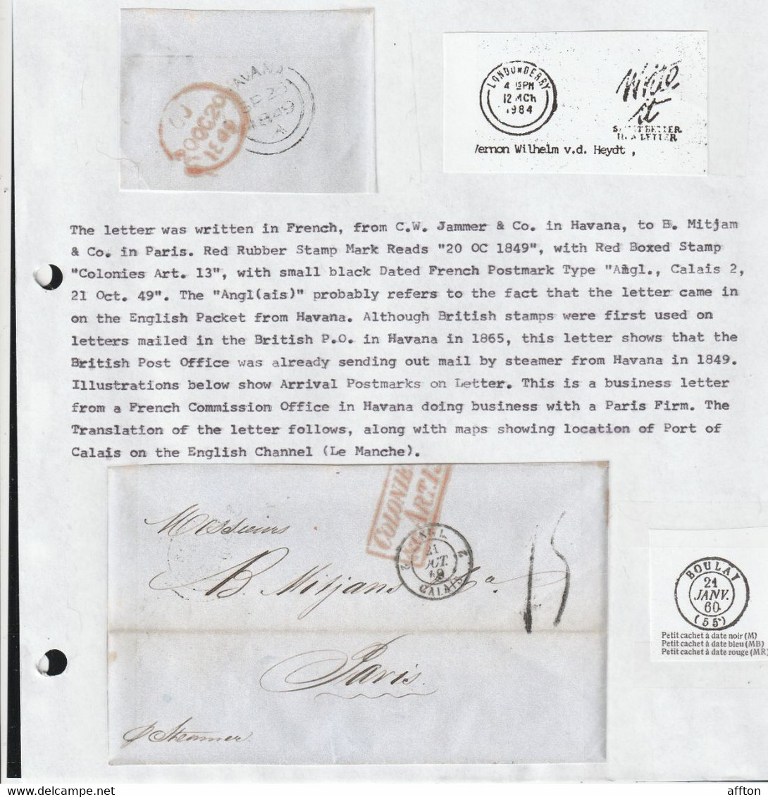 Havana Cuba 1849 Letter Mailed To France - Préphilatélie