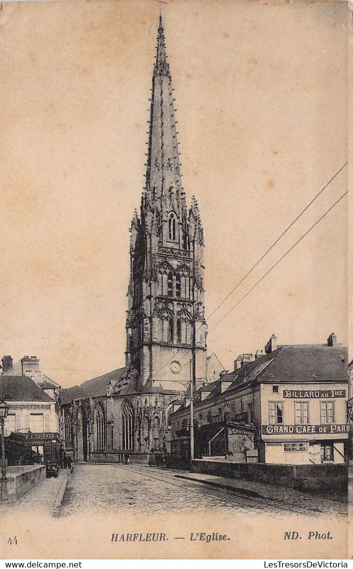 CPA - 76 - Harfleur - L'église - Commerce - ND Phot - Harfleur