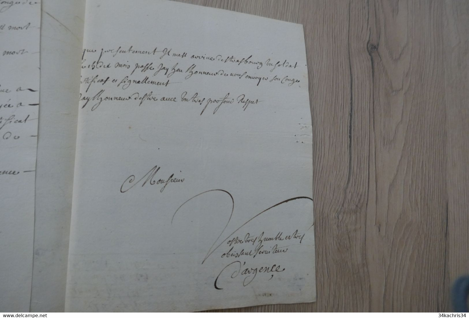 Pièce Signée D'ARGENCE 1724 Rapport Morts Et Désertion De Soldats Château De Lieutenberg - Documenten