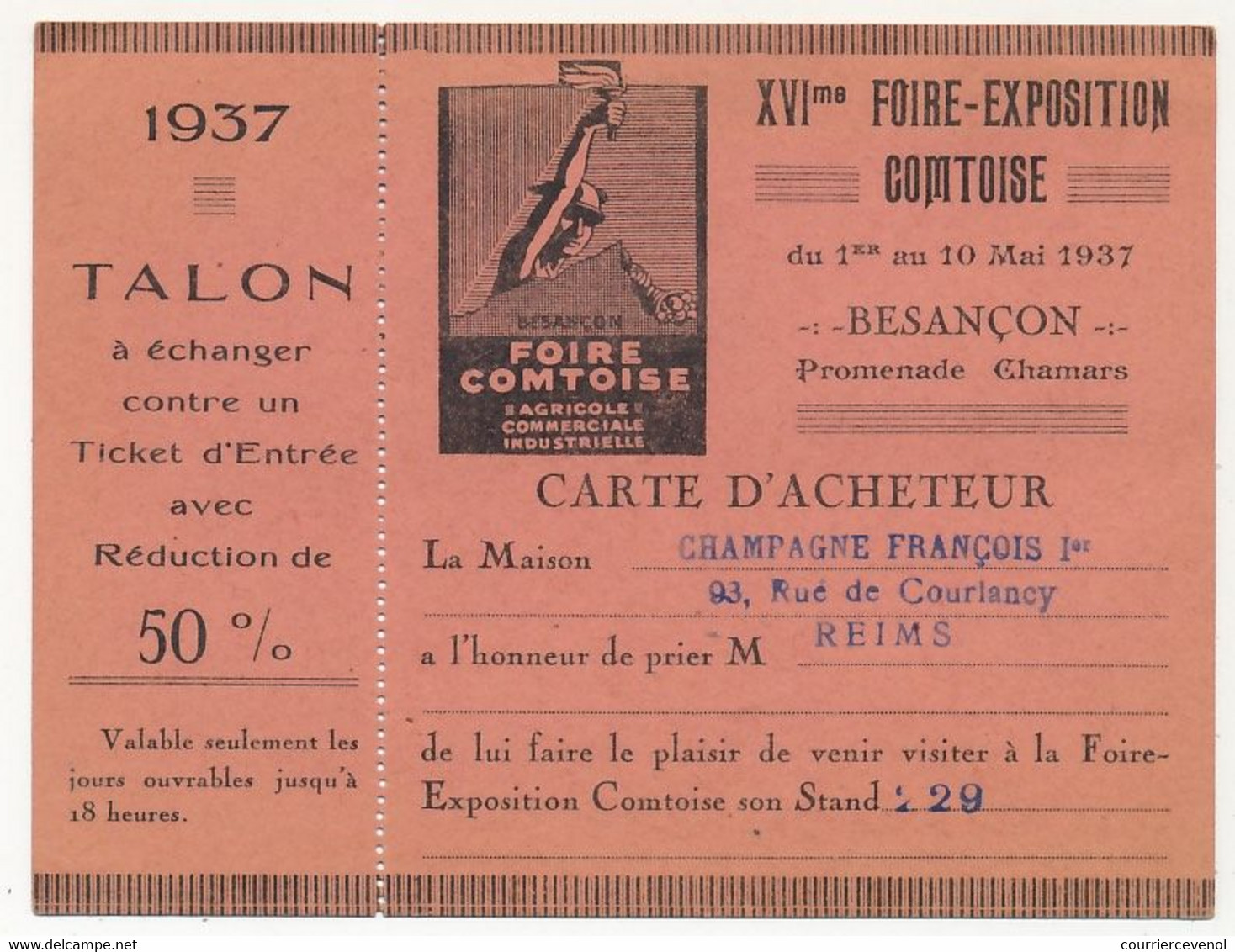 FRANCE - 15eme Foire Exposition Comtoise - 1936 - Carte D'entrée Permanente (X2) + Carte Acheteur 1937 - Toegangskaarten