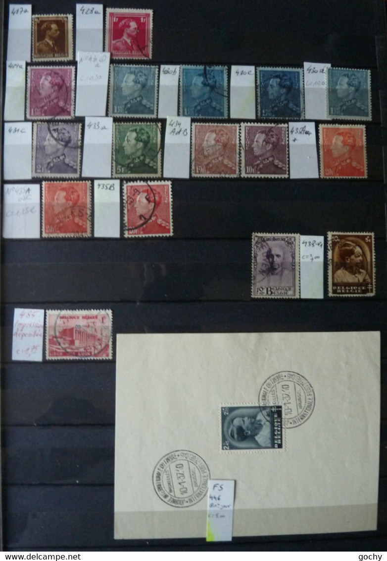 Belgium  1936 -   Variantes  :  LOT Entre  : N° 427 à 485   Obli   - Cat.: +/-  20 € - Sonstige & Ohne Zuordnung