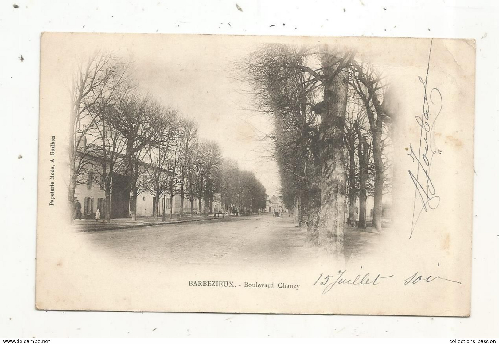 Cp, 16 , BARBEZIEUX ,boulevard Chanzy , Dos Simple,  Voyagée 1903 - Other & Unclassified