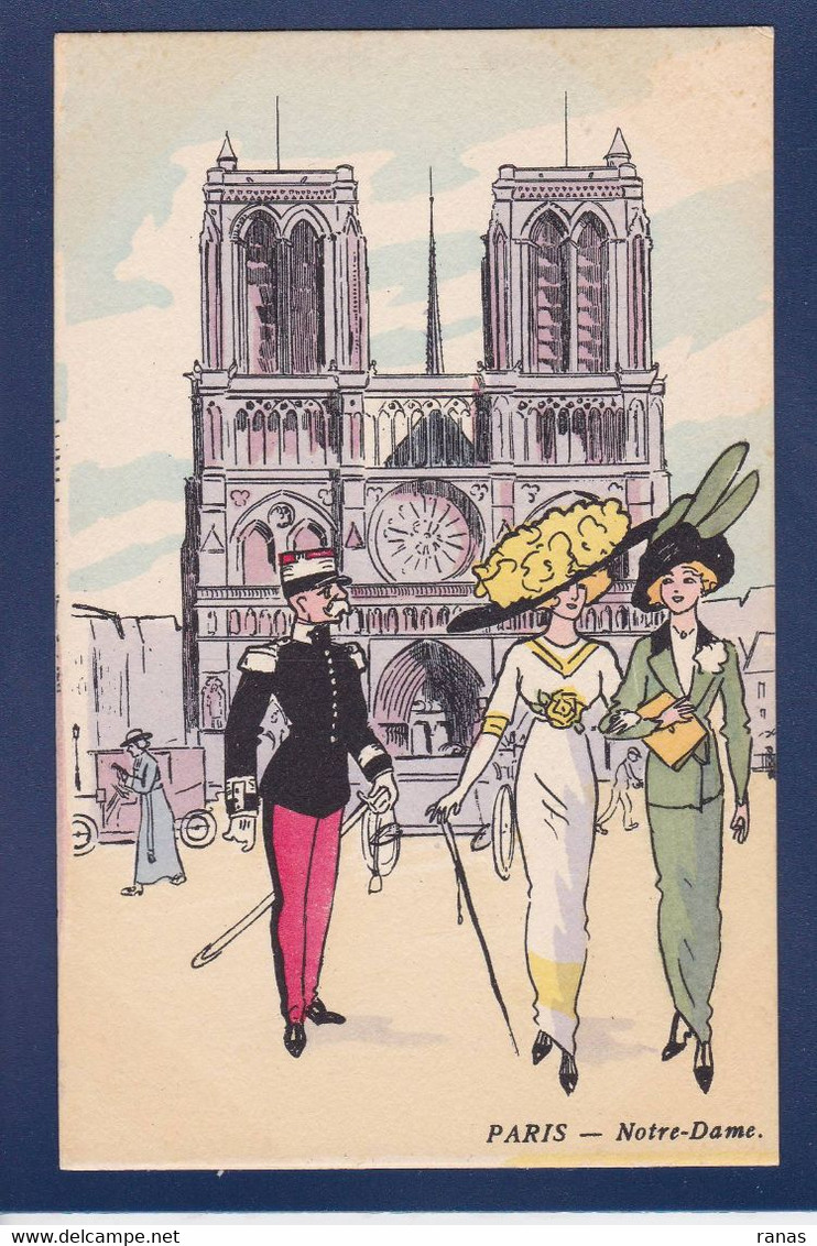 CPA Paris Illustrateur Mode Chapeau Femme Woman Non Circulé Litho Estampe Voir Dos - Lotti, Serie, Collezioni